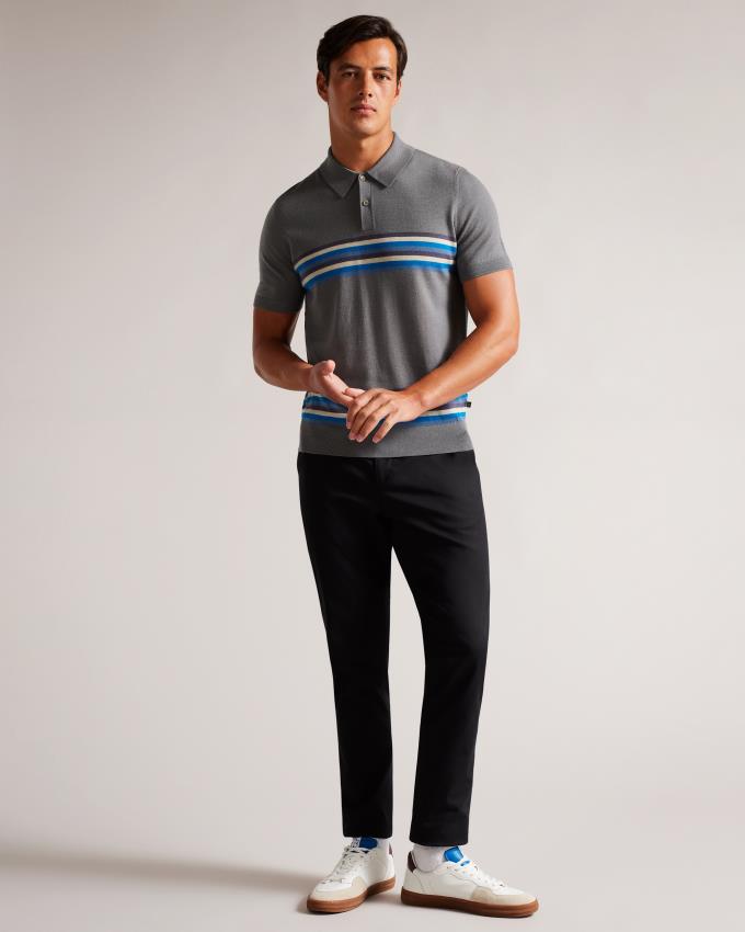 Polo Ted Baker Striped Wool Bleu Homme | VBC-17608746